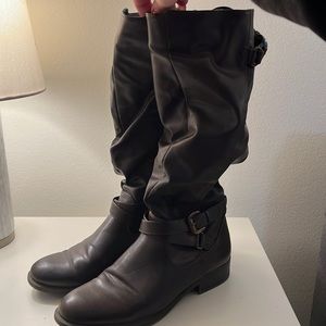 Brown leather calf-high boot size 8.5